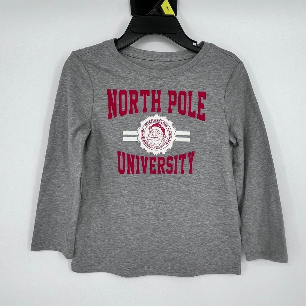 Holiday Time Toddler Boys 3T Gray Long Sleeve North‎ Pole University Santa